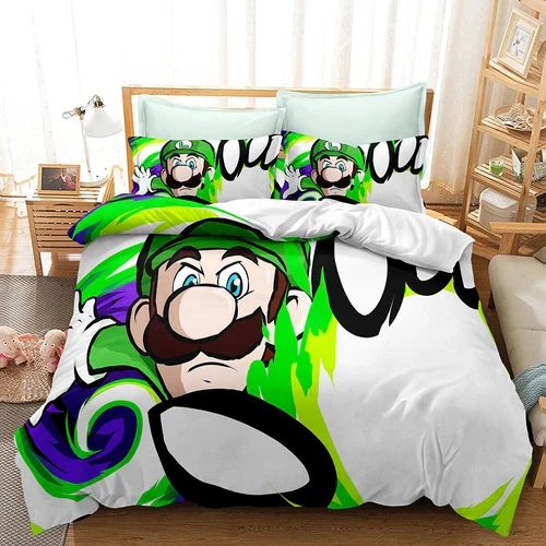 Super Mario Set Biancheria da Letto per Bambini 2/3 PZ Trapunta Copripiumino Dormitorio Singolo Matrimoniale King~ - Foto 4 di 39
