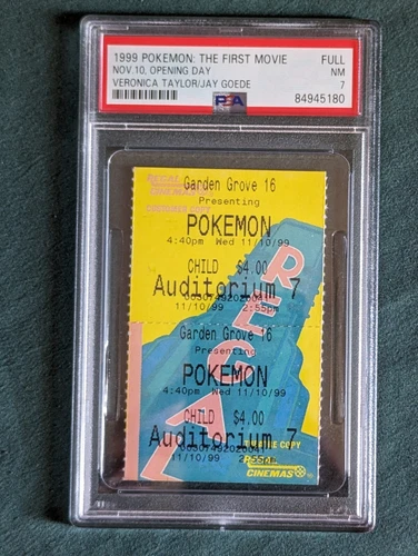 Pokemon The First Movie 1999 Ticket AND Stub Attached OPENING DAY PSA 7