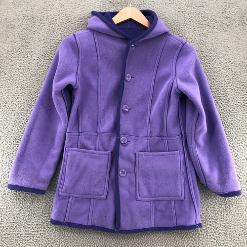 Susan Graver Coat Womens XXS Purple Reversible Weekend Bonded Polar Fleece Hood - Picture 5 of 13