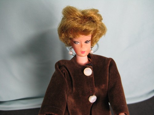 Uneeda "Suzette" 62 Barbie Look alike Doll 11 " Jointed Plastic Head Brown Coat - Picture 2 of 4