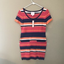 NWT ROMEO + JULIET COUTURE Multi Color Lite Sweater Dress M Short Sleeves