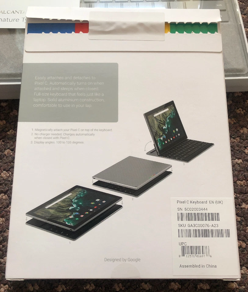 Google Pixel C Keyboard - Bluetooth -US English Layout Qwerty Black! - Image 2 of 2