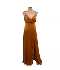 Lulu  s Constantine Formal Maxi Dress Size XS Rust Orange Satin