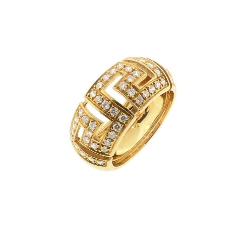 Anillo Versace "Greca Saffo" en oro amarillo de 18 quilates banda de diamantes Foto 2 de 4