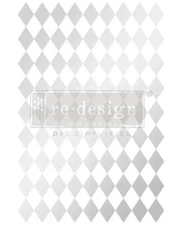 New Redesign With Prima "Silver Harlequin" Decor Transfer, Gilded Pattern Decal