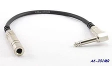 1ft Premium 1/4 inch 6.3mm Female to Male Right-Angle Mono Audio Extension Cable