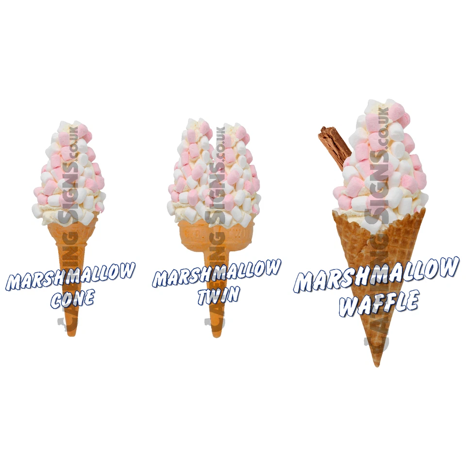 Marshmallow Whippy Ice Cream Cone Stickers Set of 3 - Single, Twin & Waffle