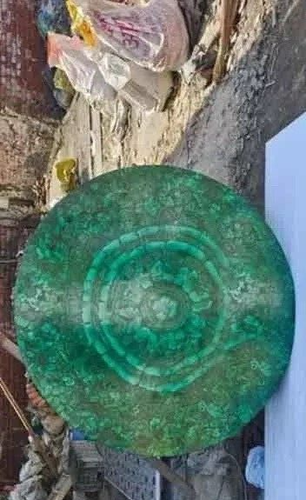 Tavolino da caffè 24" rotondo casuale estremità pietra malachite piano ingresso scrivania deco - Foto 3 di 6