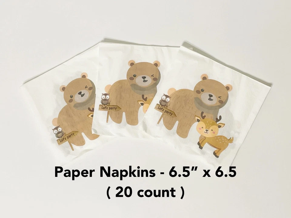 Decoración de fiesta de animales de bosque, paquete de fiesta de cumpleaños, suministros de fiesta de baby shower Foto 4 de 4