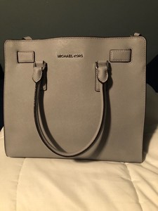 used michael kors handbag grey saffiano