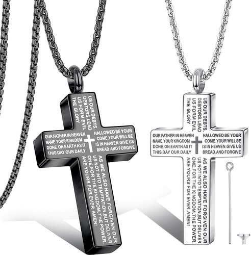 FIBO STEEL 2 Pcs Cross Urn Necklace for 