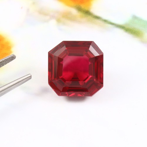 AAA Natural Mozambique Pigeon Blood Red Ruby Loose Gemstone Asscher Cut 18.10 Ct - Picture 2 of 6