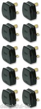 13 Amp Plug Tops Black 3 Pin UK Fused Household Mains Standard - Pack of 10