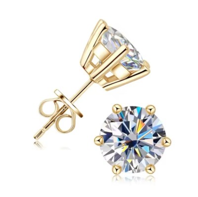 2ct Ohrringe 18K Gelbgold Laborgefertigt VVS1/D / Top Diamant Test bestanden