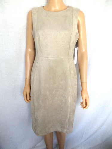 Calvin Klein Dress Size 10 Sleeveless Beige Suede Polyester & Spandex | eBay