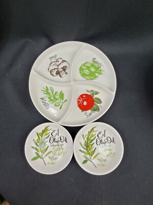 Artisano Designs Vinegar & Oil Dipping Bowls + Snacks or Bread Tray EUC.      10