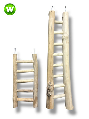 JAVA NATURAL WOODEN LADDER PARROT PERCH CAGE ATTACHMENT HANGER 2 SIZES ...