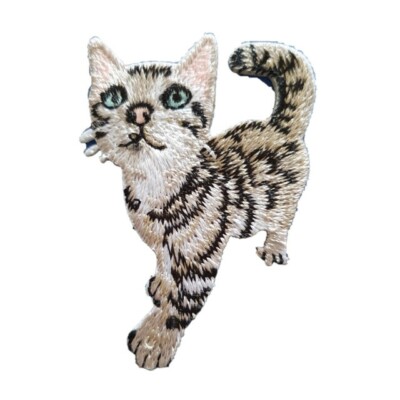 Cute Tabby Cat Animal Embroidered Iron Sew On Patch
