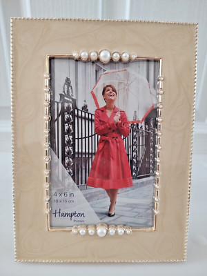 HAMPTON RAHMEN 10x15 FOTORAHMEN PERLEN CREME MARMOR NACHBILDUNG PERLMUTT