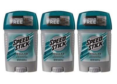 Speed Stick Solid Deodorant 1.8 oz. Aluminum Free Regular Scent, 24 hour, 3 Pack