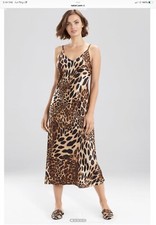 Natori Animal Print Silky Slip Dress  Sz L 