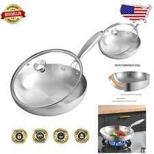 Padella in acciaio inox tristrato 10 pollici con coperchio - lavabile per forno e lavastoviglie