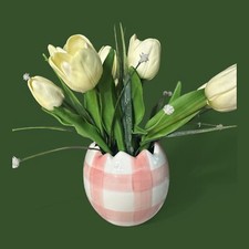 Home Easter Flower Real Touch Tulips Basket Arrangement 12  