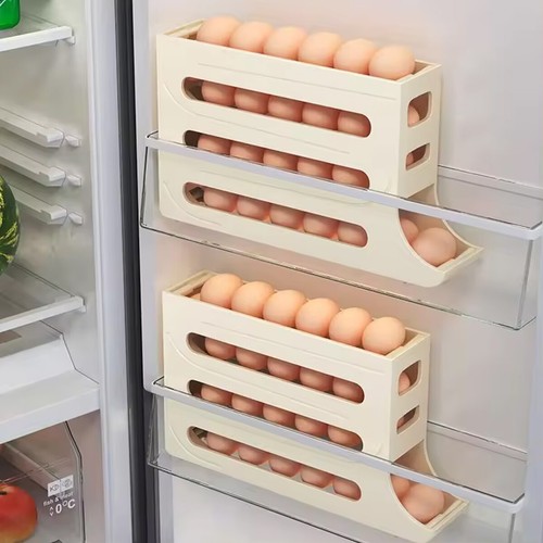 Automatic Scrolling Egg Holder 2/4-Tier Storage Box Container for Refrigerator - Picture 5 of 17