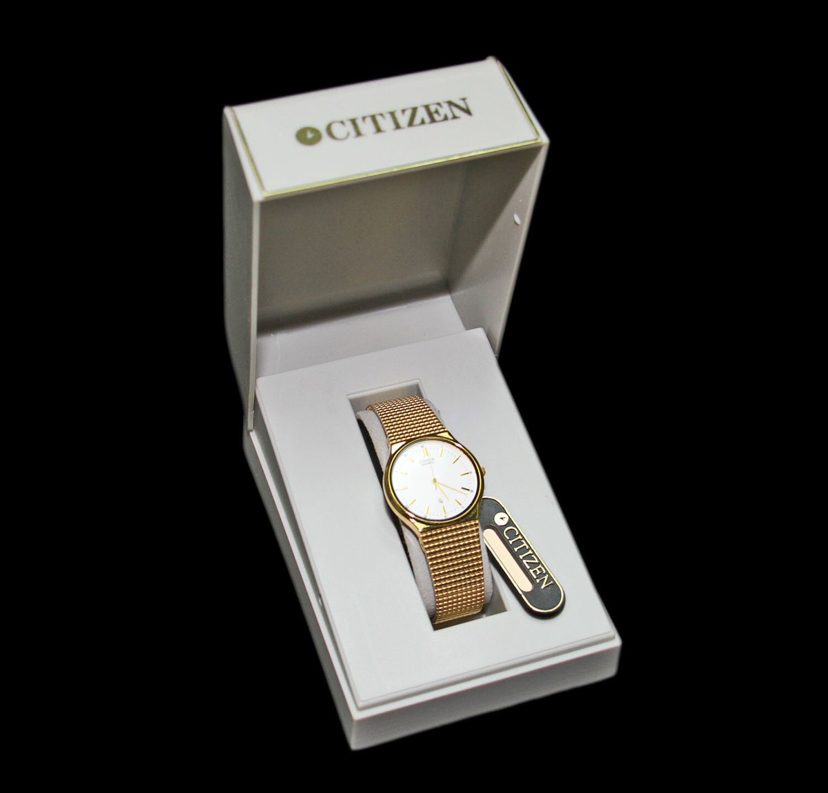 NOS Vintage CITIZEN Quartz Men's Gold Tone Wrist Watch 5530-S28341