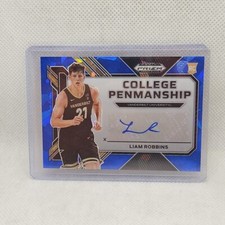 2023 Panini Prizm Draft Picks College Penmanship Blue Ice Liam Robbins 1/75 SP