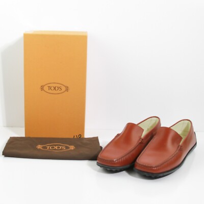FINE TOD'S ITALY BRICK COGNAC CALF SKIN GOMMINO DRIVING MOCCASINS SIZE US 10-1/2