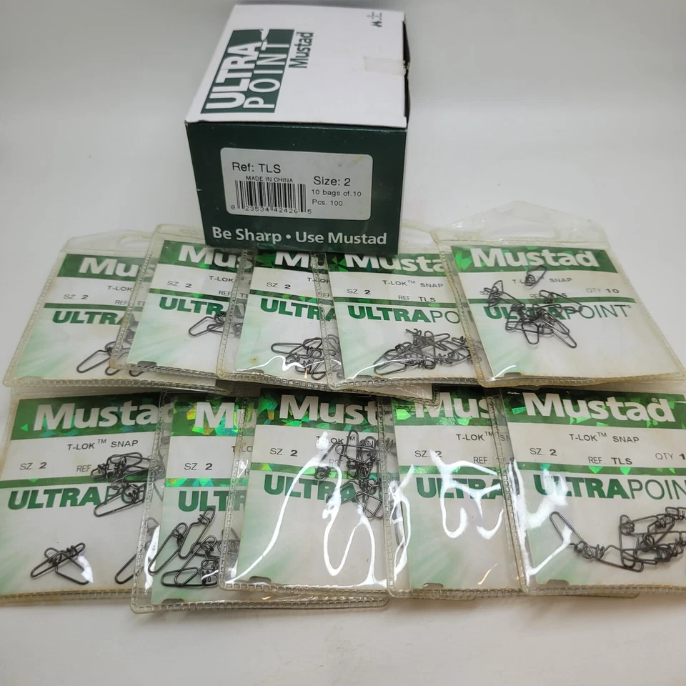 Paquete de 10 conectores de plataforma de pesca Mustad T-Lok T Lok Snap Foto 2 de 4