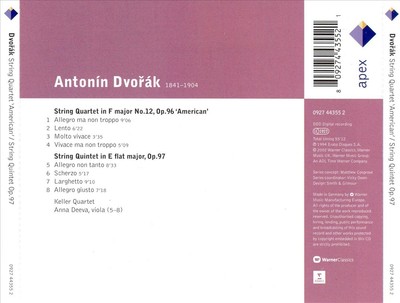 DVOR K: STRING QUARTET NO. 12 'AMERICAN'; STRING QUINTET, OP. 97 NEW CD