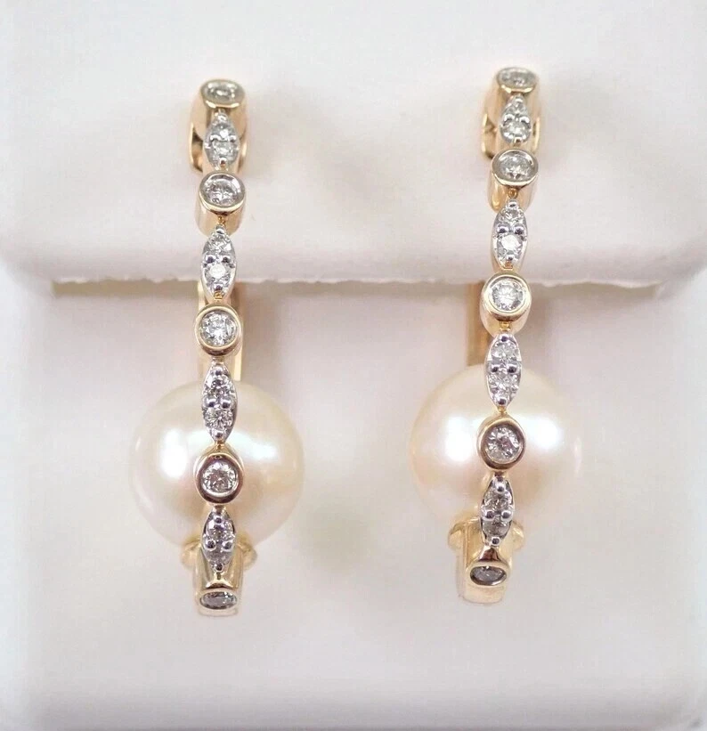 Women's Hoop Earring 1.00Ct Round Cut Lab Created Diamond 14K Yellow Gold Plated - Image 3 of 4