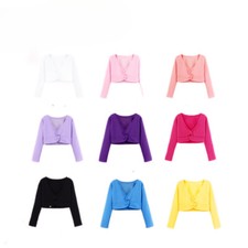 Ballet Long Sleeve Top Dance Shrug Sweater Crop Coat Kids Dancewear Cotton Warm