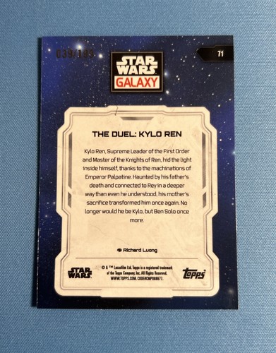 2024 Topps Chrome Galaxy Star Wars #71 The Duel: Kylo Ren Aqua Sonar Ref /199 - Picture 2 of 2