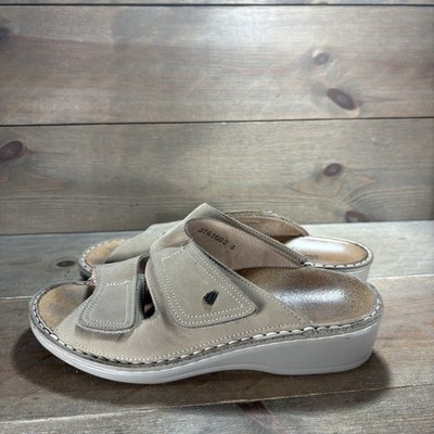 finn comfort jamaica womens size 37 shoes brown leather slip on slide sandals