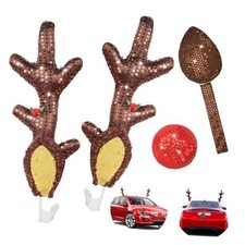 Christmas Reindeer Antlers for Cars, Car Christmas Decorations with Sequin