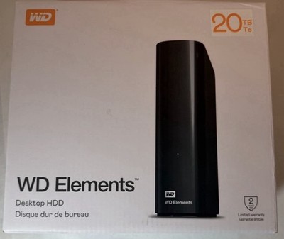 WD 20TB Elements USB 3.0 3.5'' Desktop External Hard Drive Black HDD - New
