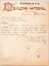 McLaughlin "Building Material" Missoula, MT 1892 Billhead - A.M. Holter* (#5)