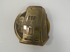 Mills Black Beauty Slot Machine Brass Belt Buckle 3"x 3" Round Made in USA