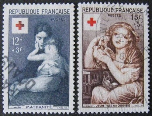 France 1954 Sg.1232-1233 Red Cross set, fine cds used.
