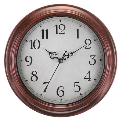 12 Inch Wall Clock, Battery Operated Non-Ticking Round Wall Clocks, Brown White