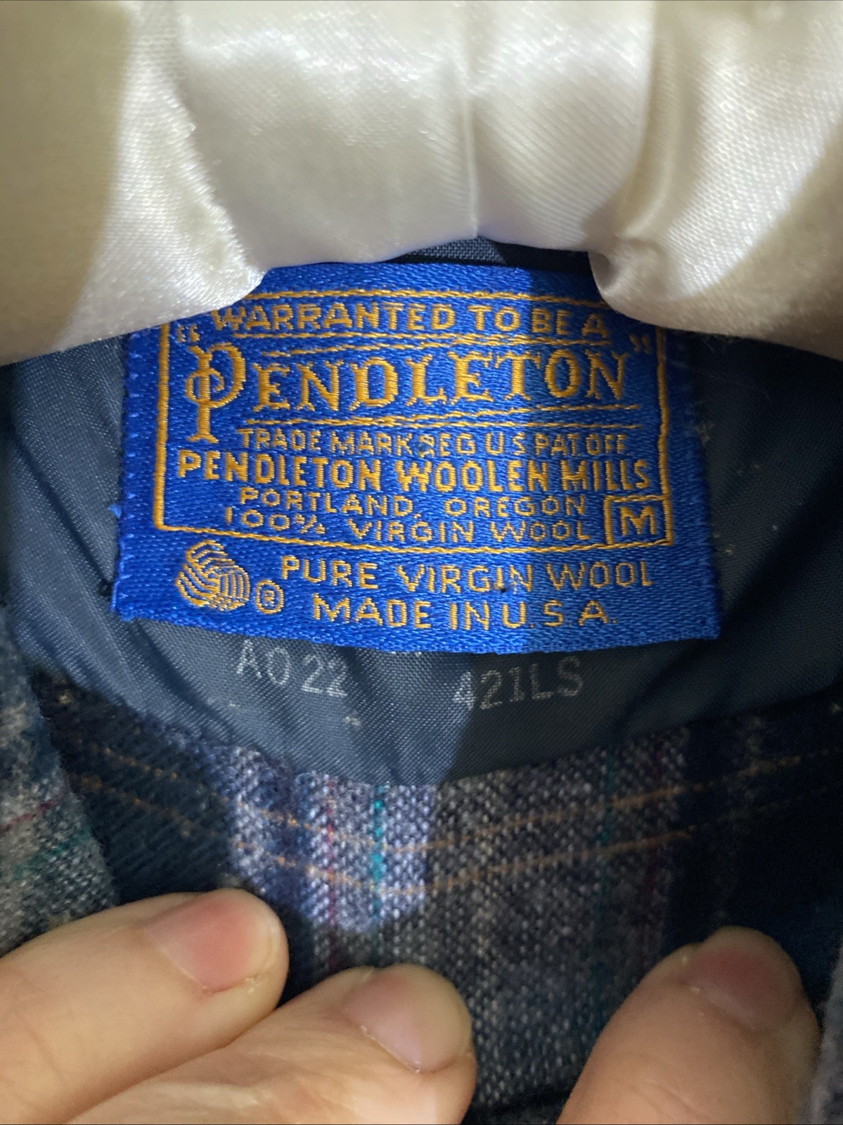 NWT! Vintage Pendleton Loop Collar Blue Plaid Woo… - image 5