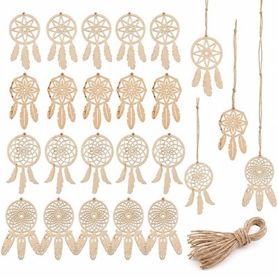 COHEALI 40pcs Wooden Dreamcatcher Arts and Crafts for Dreamcatcher Kit Wood