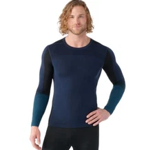 $130 Smartwool Men's Thermal Long Sleeve Shirt - Deep Navy/Twilight Blue-XLarge