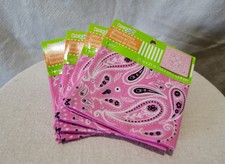 Pink Paisley Cotton Bandana 21"x21" LOT of 4
