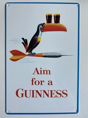 Guinness Beer Metal Sign - Aim For A Guinness Retro Vintage Irish Stout