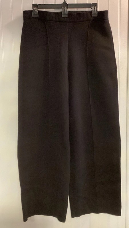 Talbots Preppy Black Wide Leg Pull On Wrinkle Resistant  Stretch Pants, Med