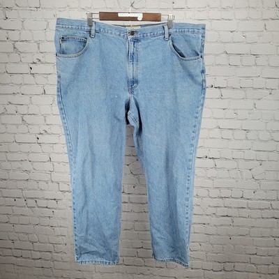 LL Bean Blue 100% Cotton Denim Classic Fit Medium Wash Straight Work Jeans 44x30
